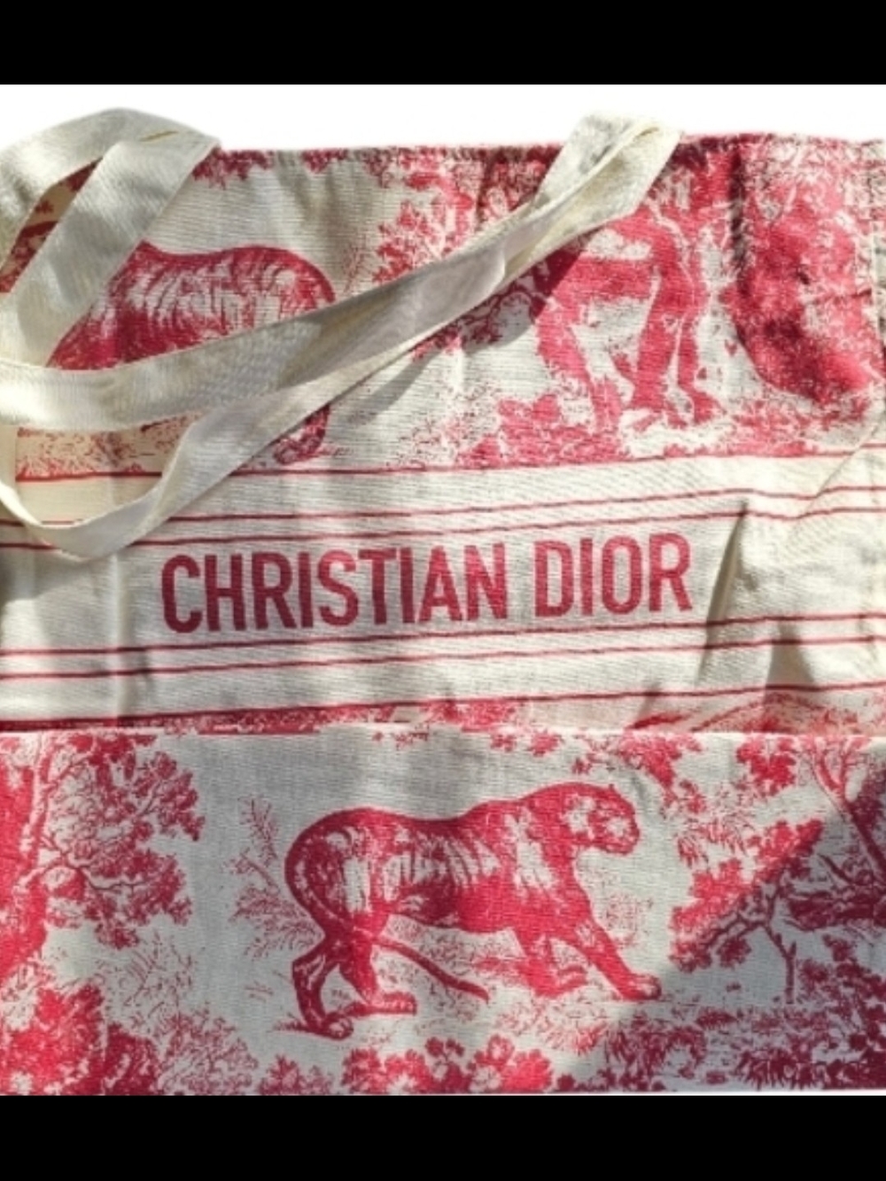 Dior Dioriviera Deep Red Cotton Linen Tote GWP NEW - Picture 3 of 4